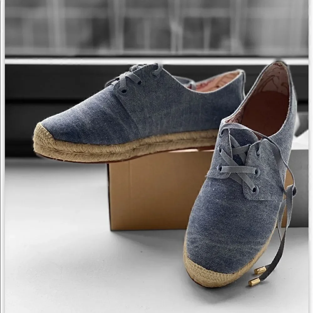 New Joie Denim Lace Up Espadrilles Sneaker…